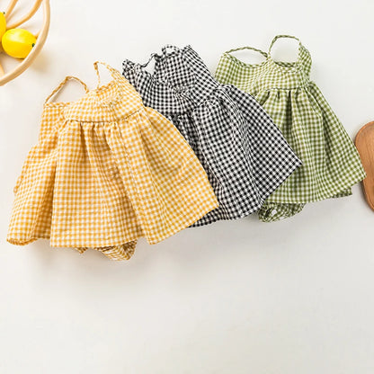 Vestido Casual com Alças e Bolsa Incorporada para Bebé 100% Algodão