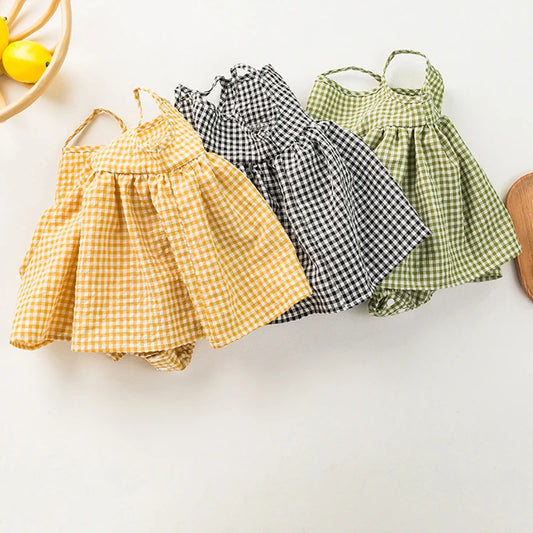 Vestido Casual com Alças e Bolsa Incorporada para Bebé 100% Algodão