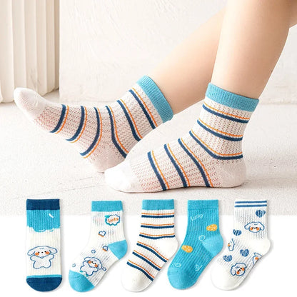 Meias Infantis em Malha Respirável – Pack 5 Pares