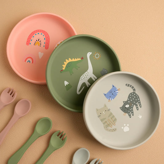 Prato de Silicone Infantil em Forma de Dinossauro – Antiderrapante, Livre de BPA