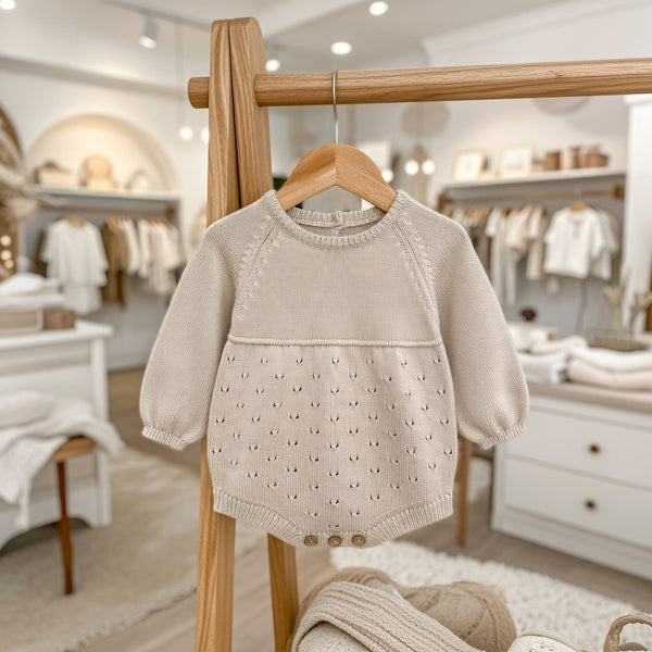 Macacão de Bebé em Malha com Manga Comprida