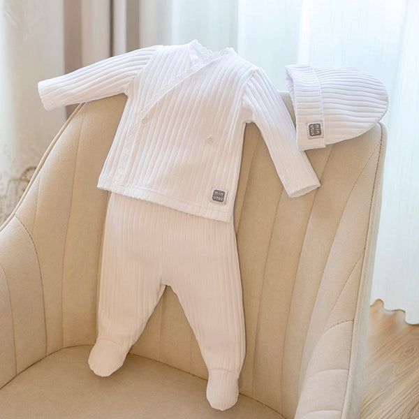 Conjunto 3 Peças Canelado Primeira Roupa Branco
