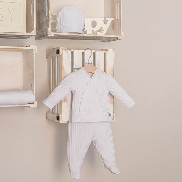 Conjunto 3 Peças Canelado Primeira Roupa Branco