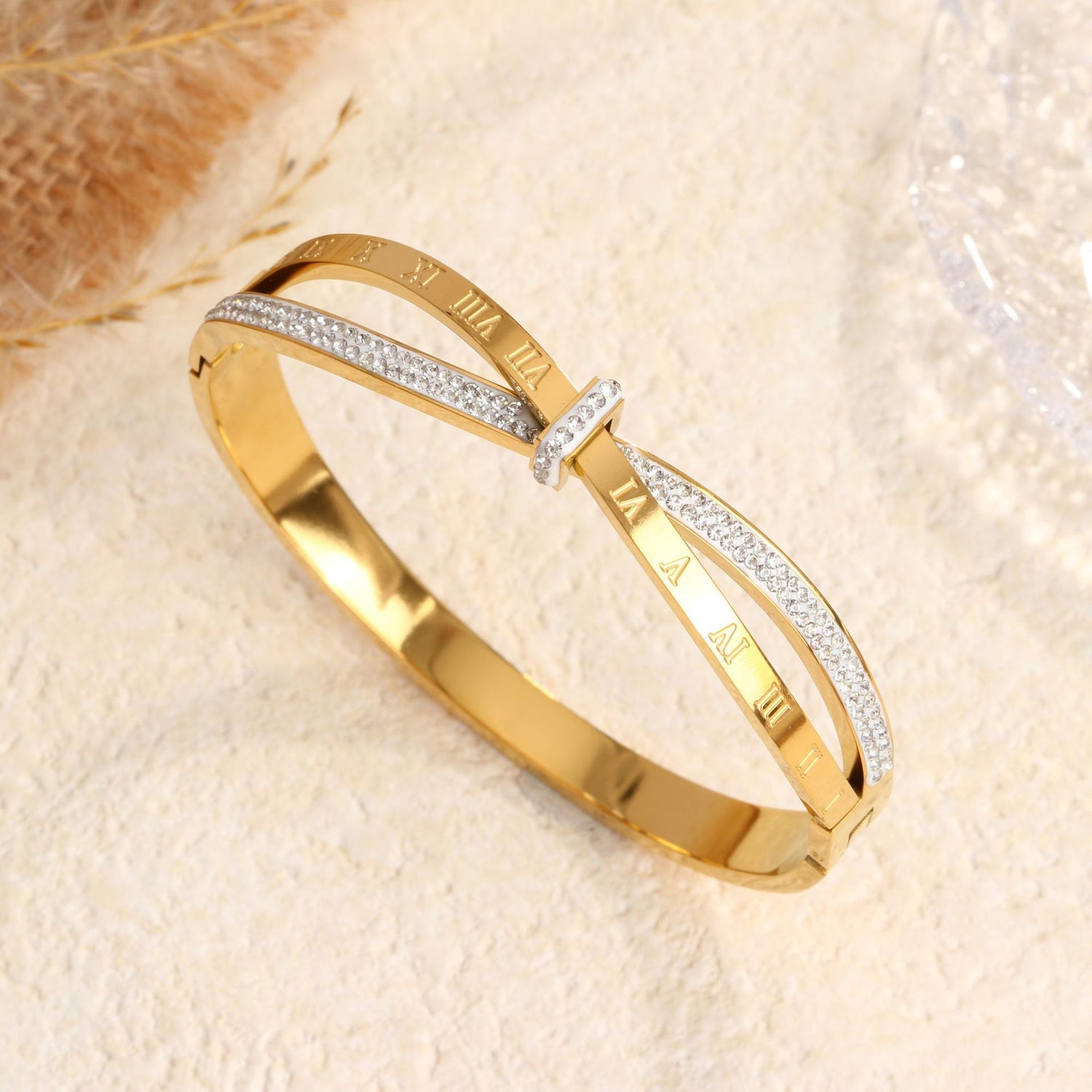 Pulseira com Algarismos Romanos em Aço Inoxidável