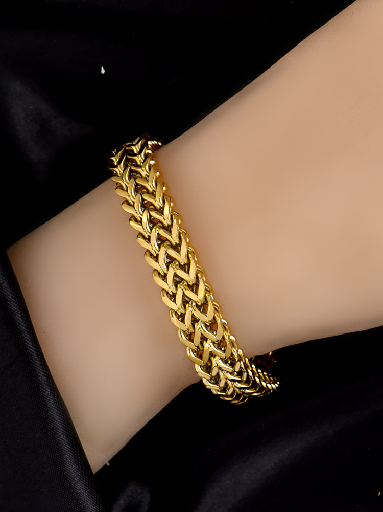 Pulseira Feminina de Corrente Dupla em Aço Titânio