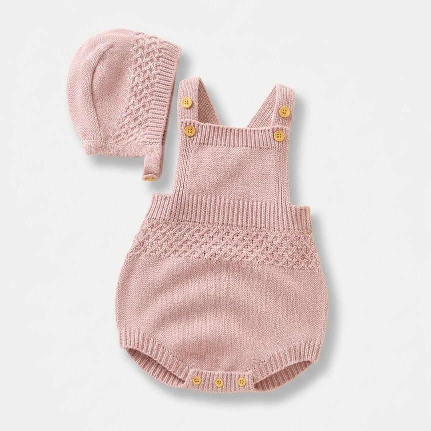 Conjunto Macacão e Gorro para Bebé