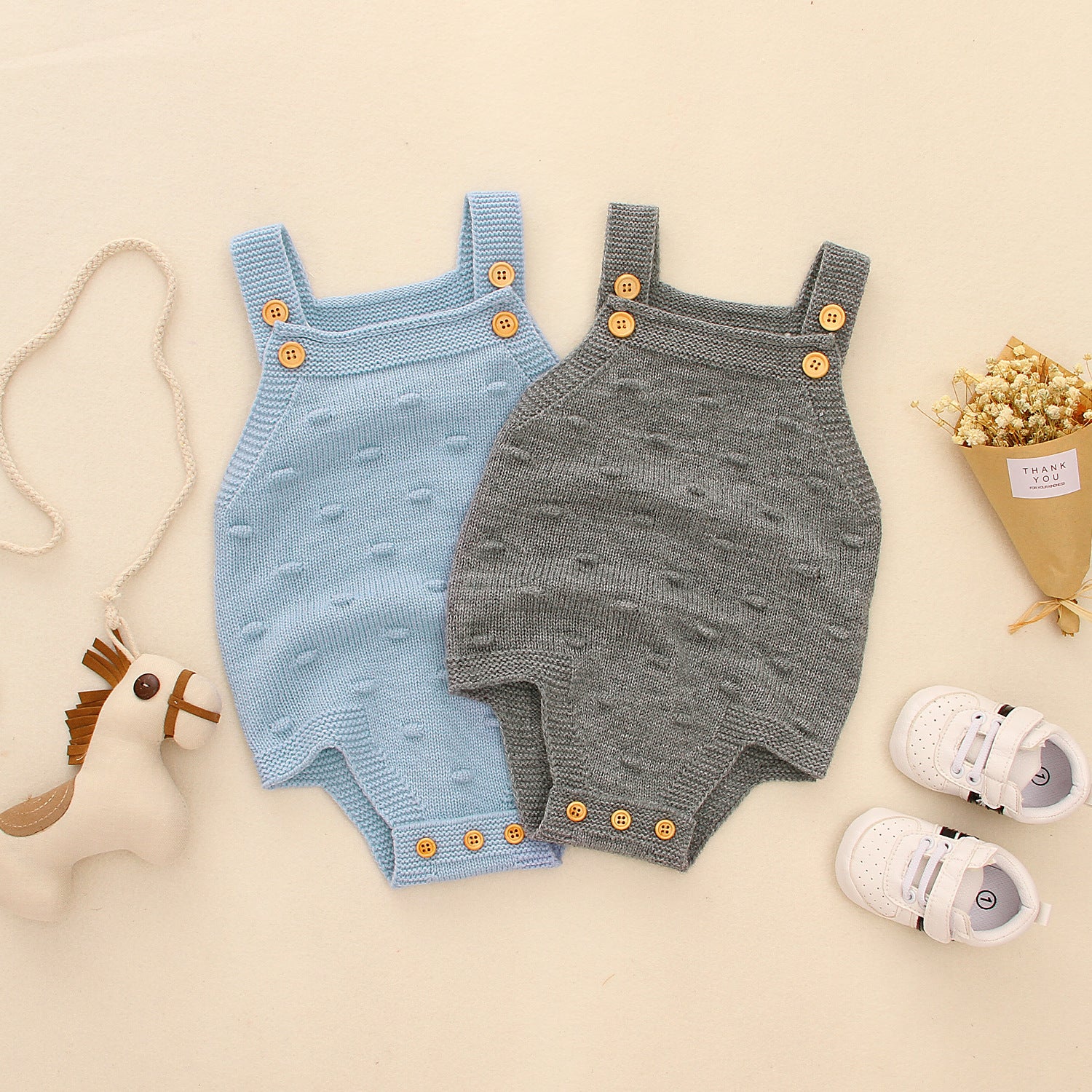 Macacão de Tricot com Alças para Bebé