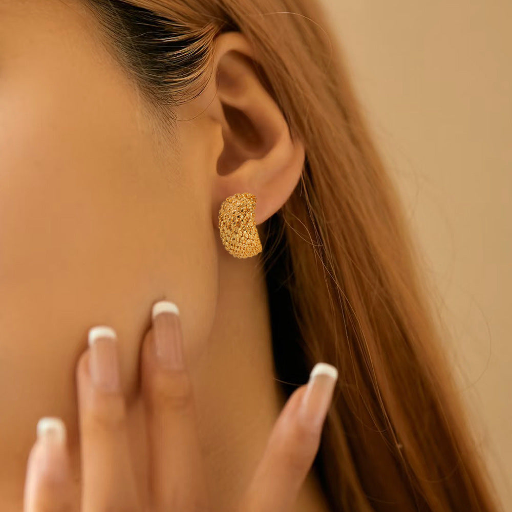 Brincos em Aço Inoxidável Dourados Design Geométrico