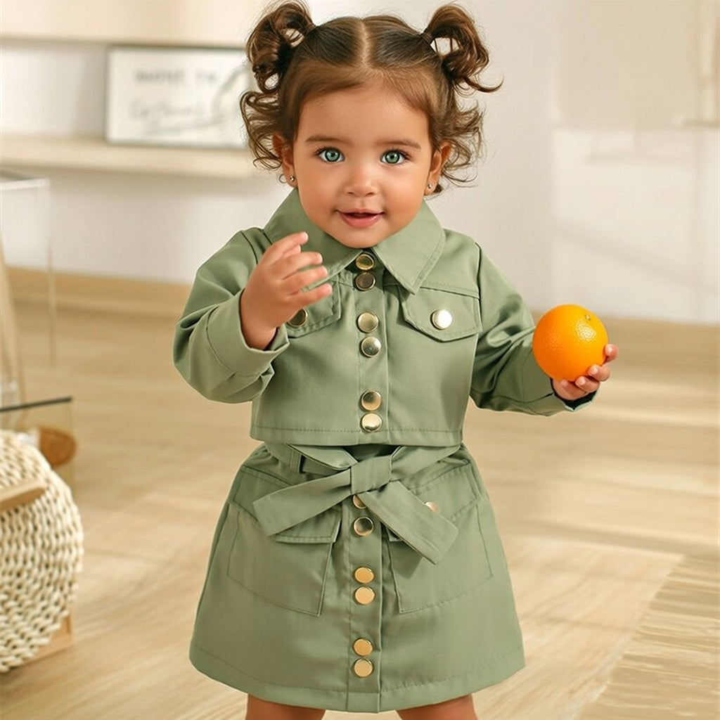 Conjunto Infantil Casaco de Manga Comprida com Saia