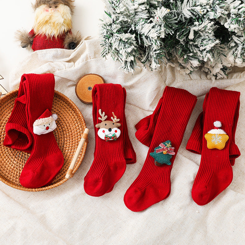 Meia Calça Infantil de Natal em Algodão