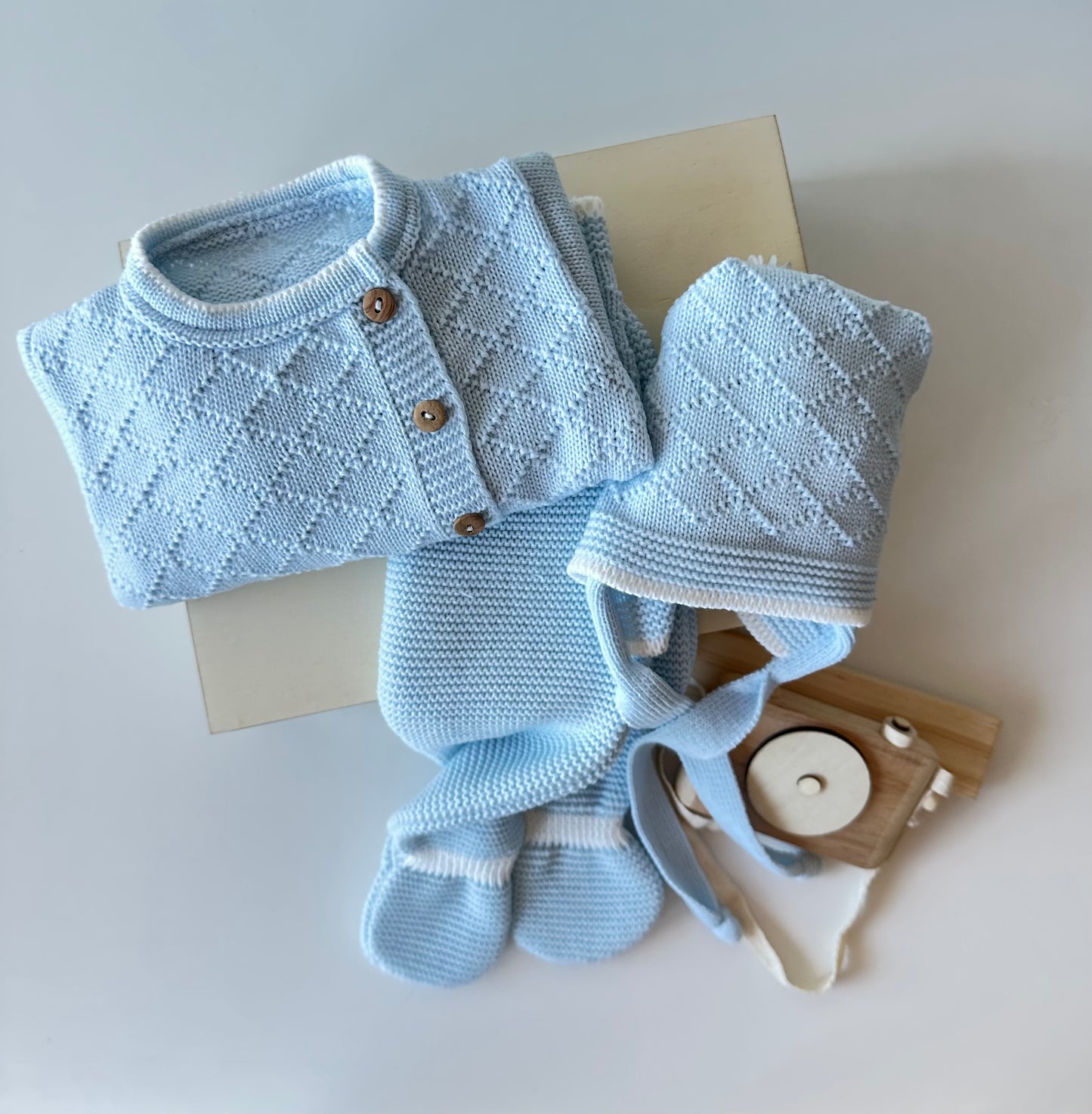 Conjunto de Bebé em Malha Azul Bebé 3 Peças 100% Algodão