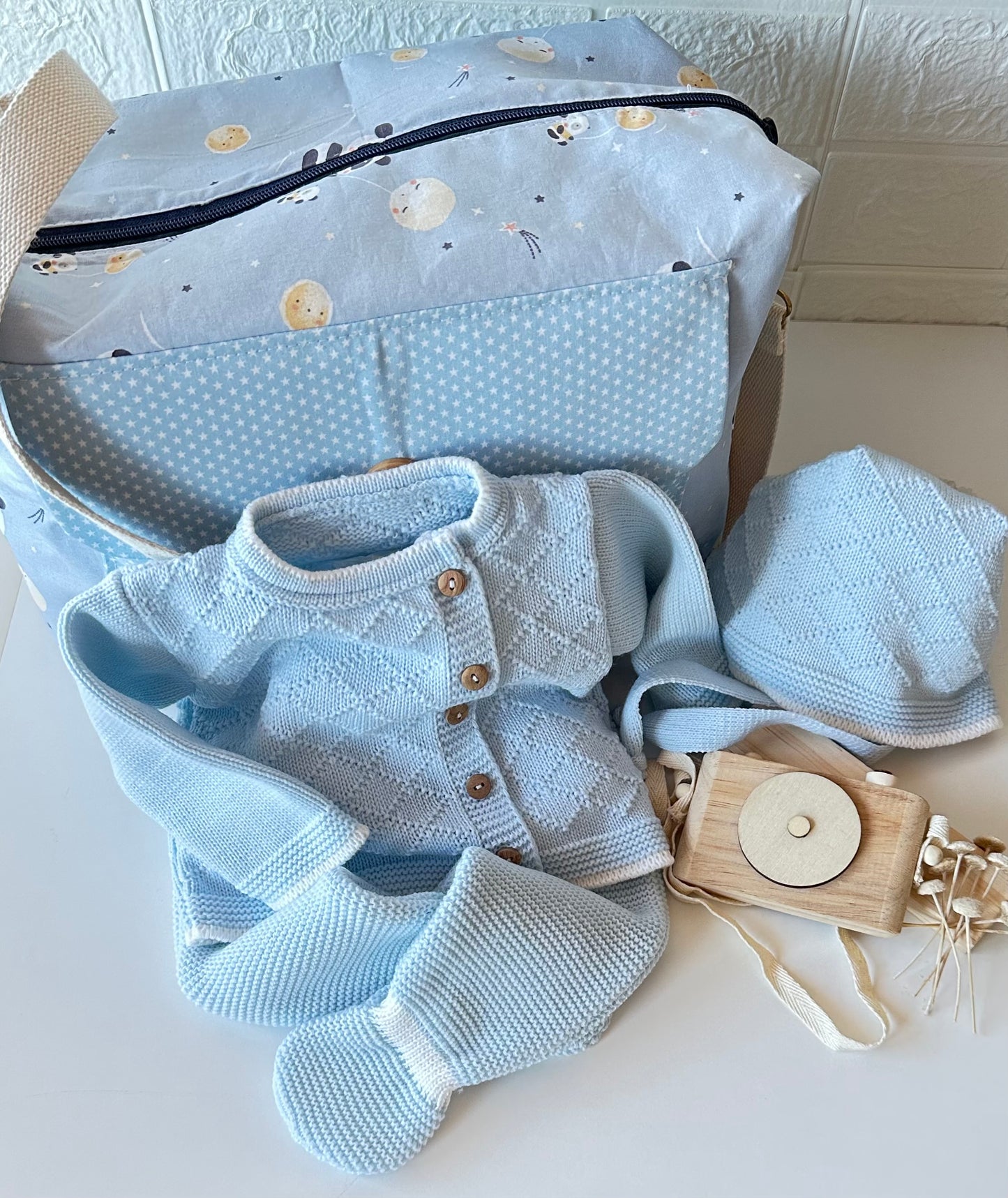 Conjunto de Bebé em Malha Azul Bebé 3 Peças 100% Algodão