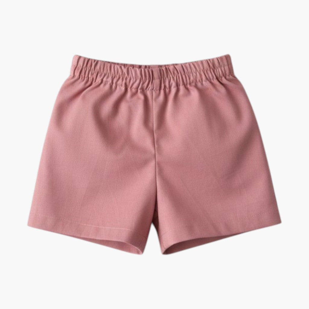 Conjunto de 3 Peças – Casaco de Malha Rosa com Calções